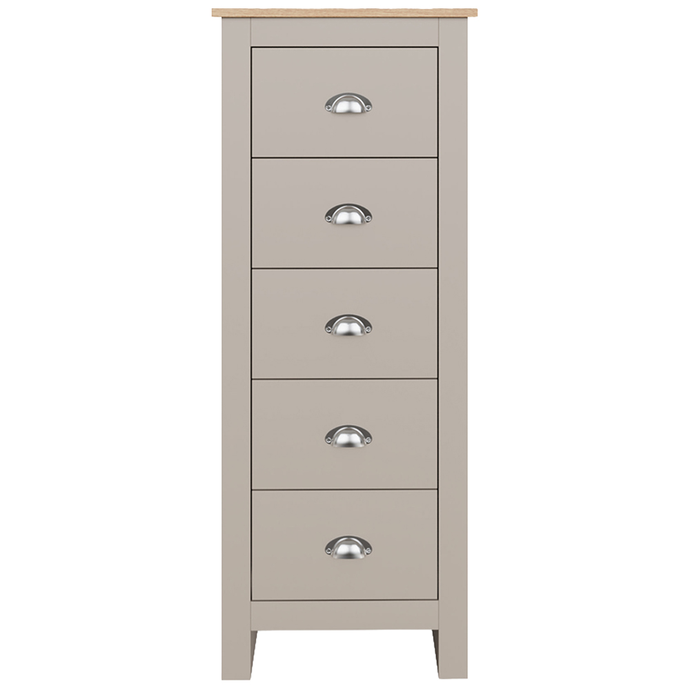 GFW Lancaster 5 Drawer Grey Tall Boy Chest of Drawers Image 5