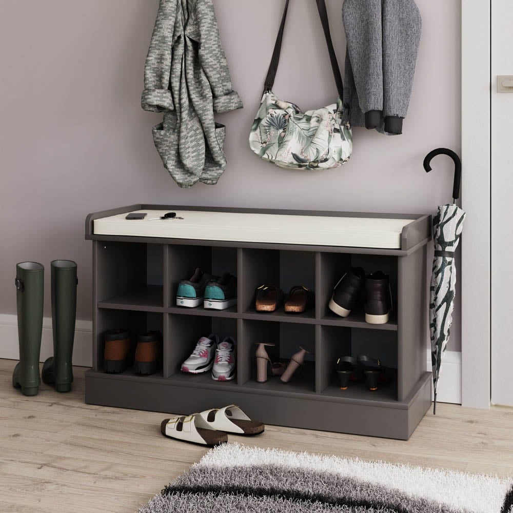 GFW Kempton Grey Shoe Bench Image 1