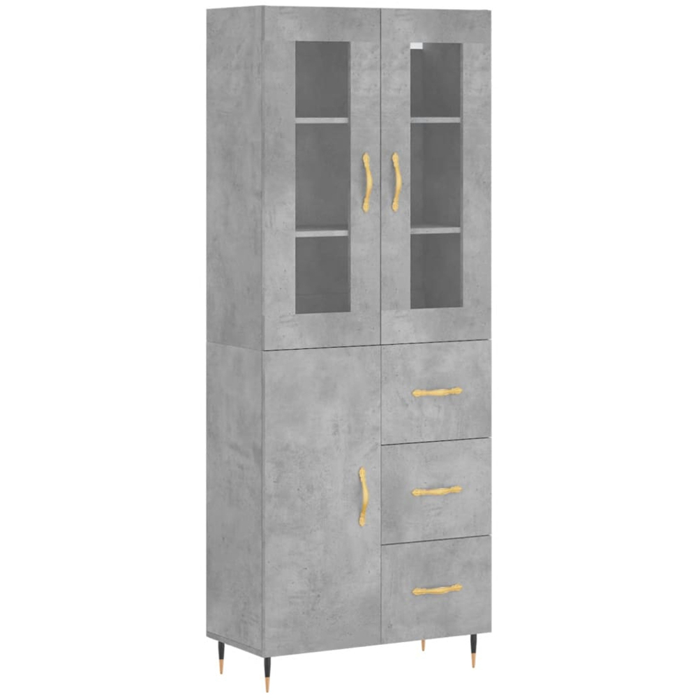 vidaXL 3 Door 3 Drawer Concrete Grey Highboard Image 2