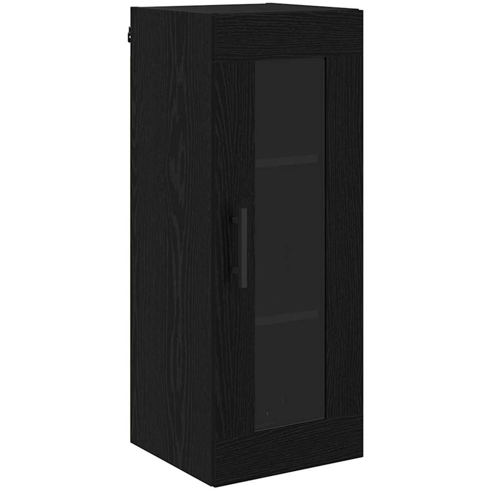 vidaXL Single Glass Door 3 Drawer Black Tall Slim Highboard Image 5