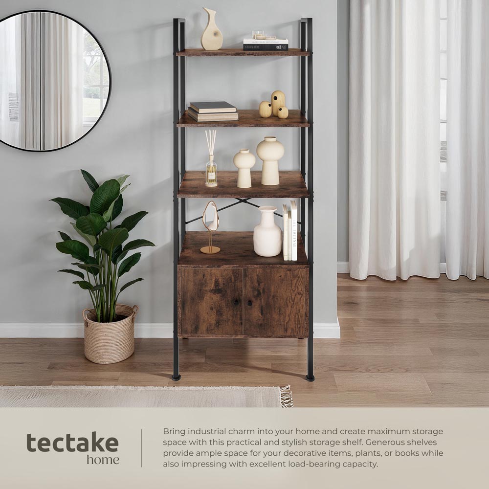 tectake Brentwood 4 Shelf Dark Wood Ladder Shelving Unit Image 3
