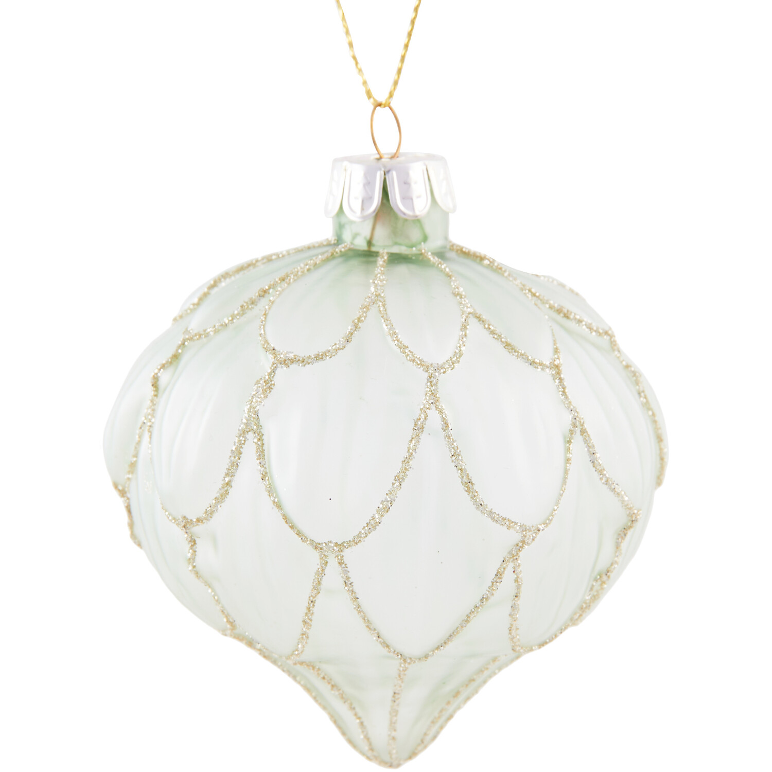 Frosted Green Glitter Bauble Image 2