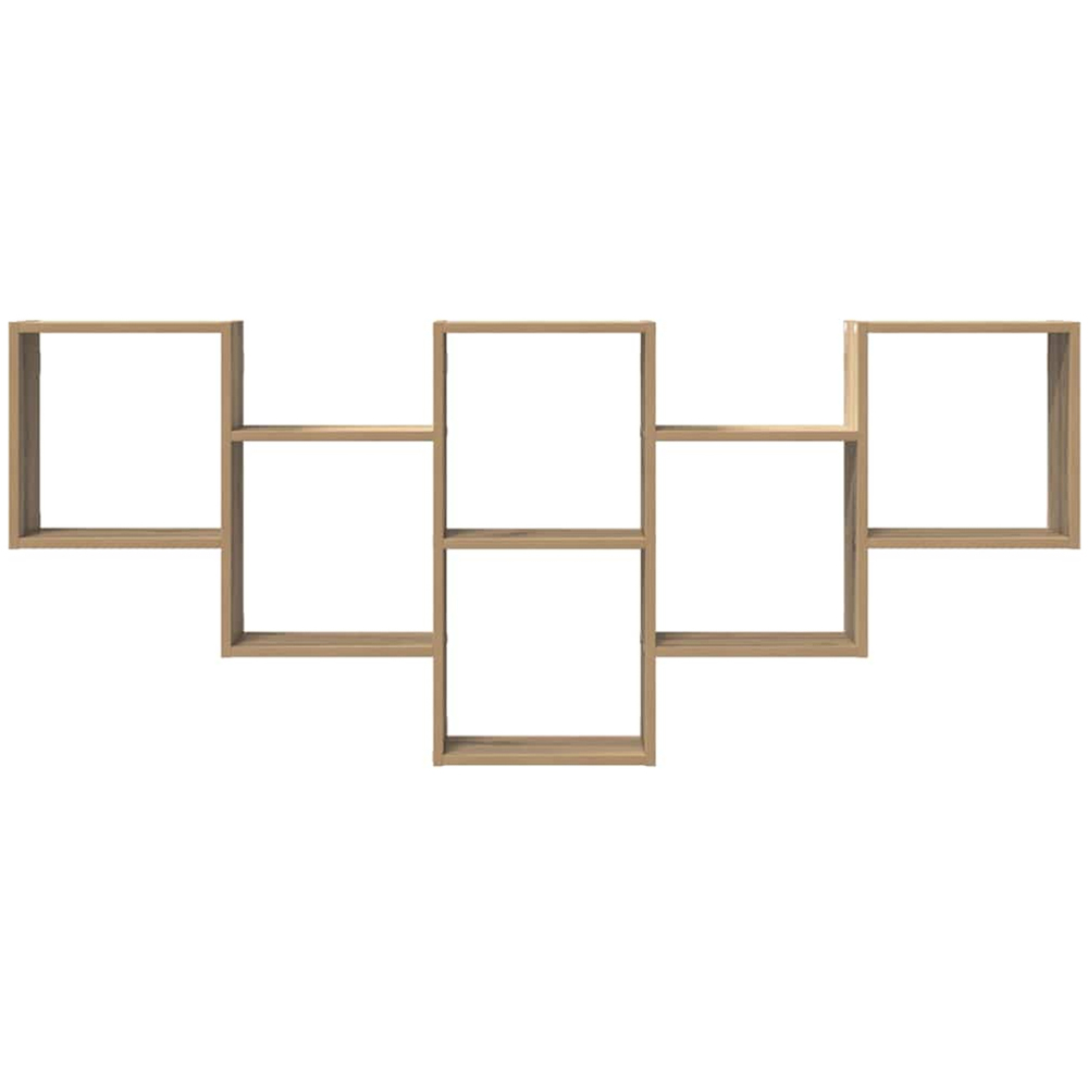 vidaXL 8 Shelf Artesian Oak Floating Wall Shelf Image 3