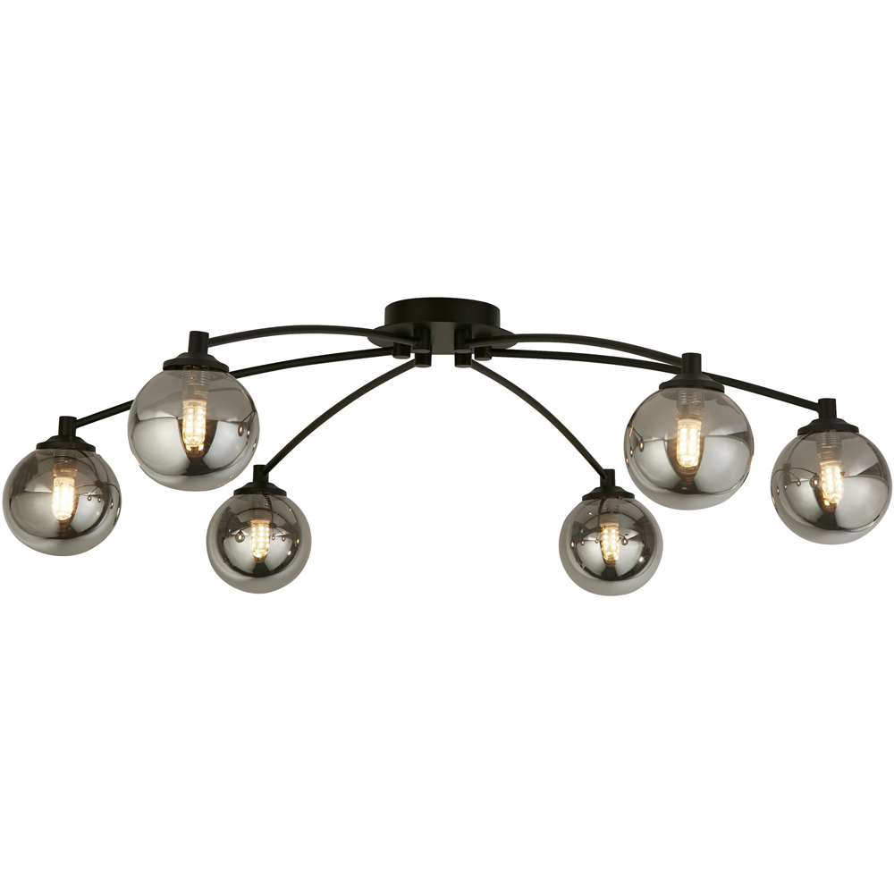Lighting Collection 6 Light Smoke and Black Ceiling Light Image 3