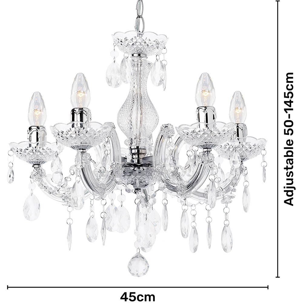 Inlight Marie Therese 5 Light Clear Chandelier Image 5