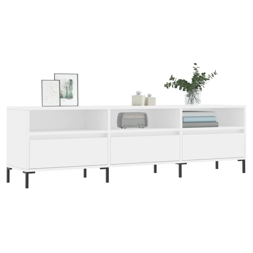 vidaXL 3 Door 3 Shelf White TV Cabinet Image 3