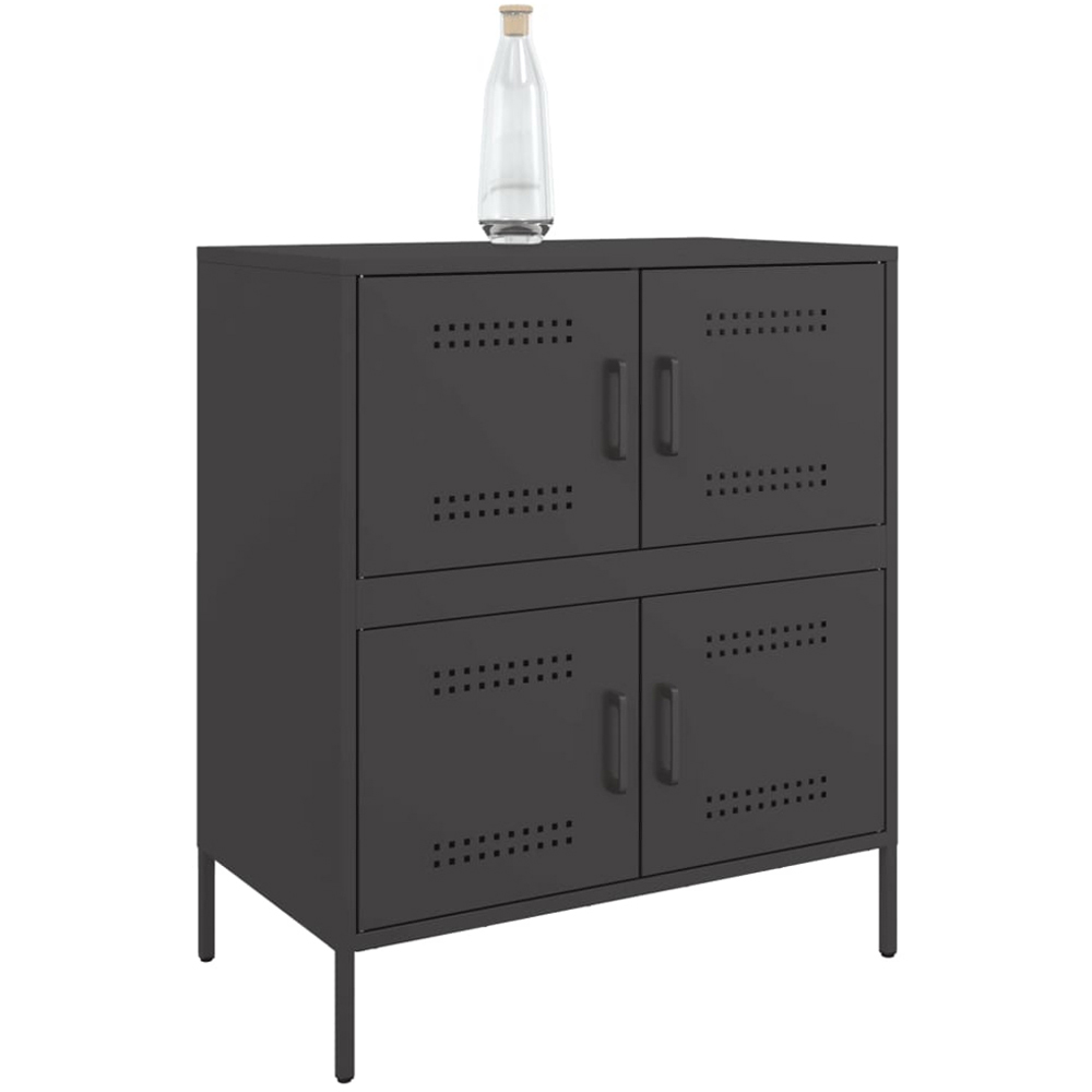 vidaXL 4 Door Black Wooden Sideboard Image 4