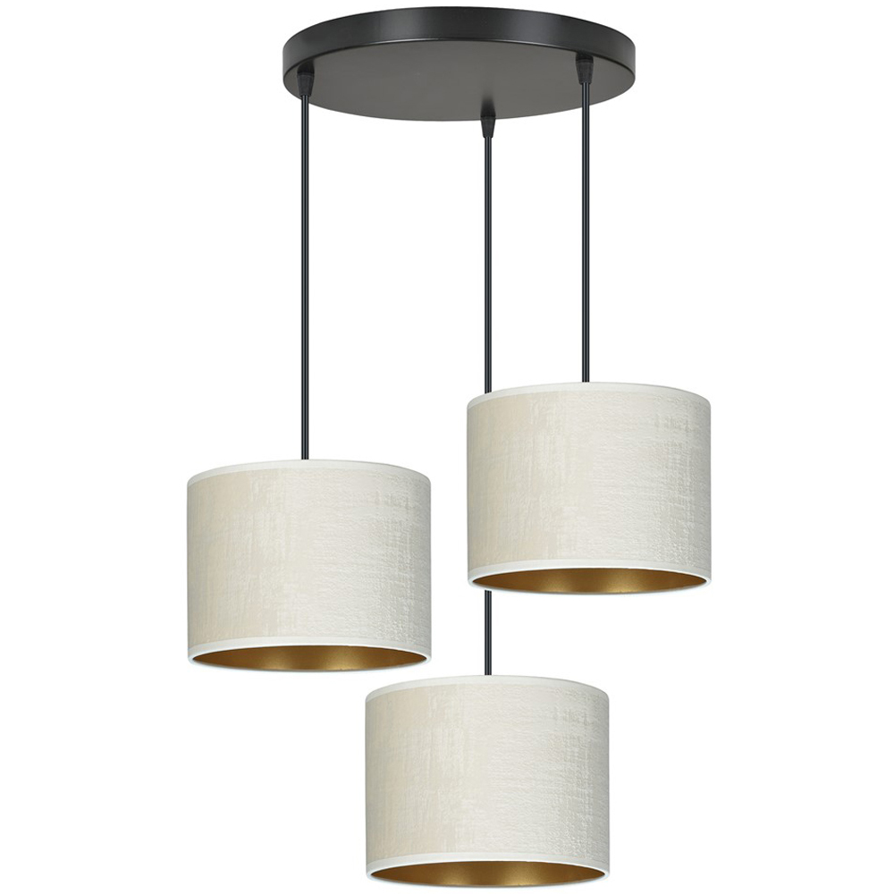 Emibig Hilde 3 Light White Shade Black E27 Ceiling Pendant Light Image 1