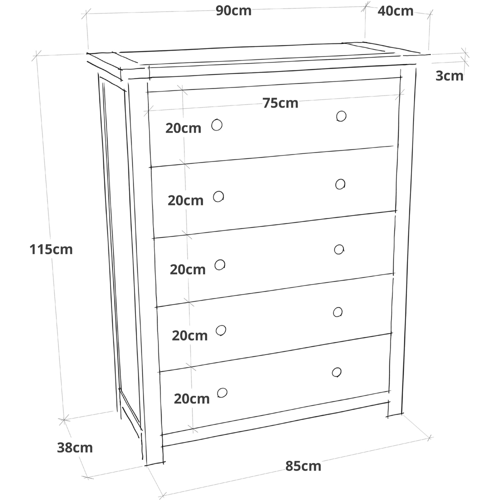 Cabinet Bits Argenta 5 Drawer Grey Chrome Knob Chest of Drawers Image 6