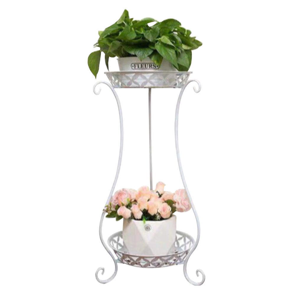 Vintage Plant Stand White 2-Shelf Image 3