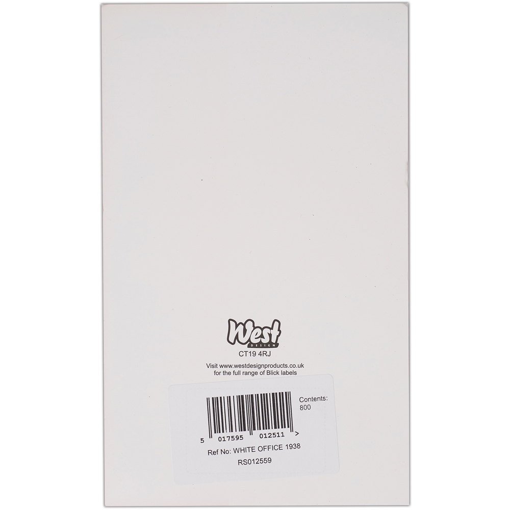 Blick White Rectangular Self Adhesive Office Label 19 x 25mm 800 Pack Image 3