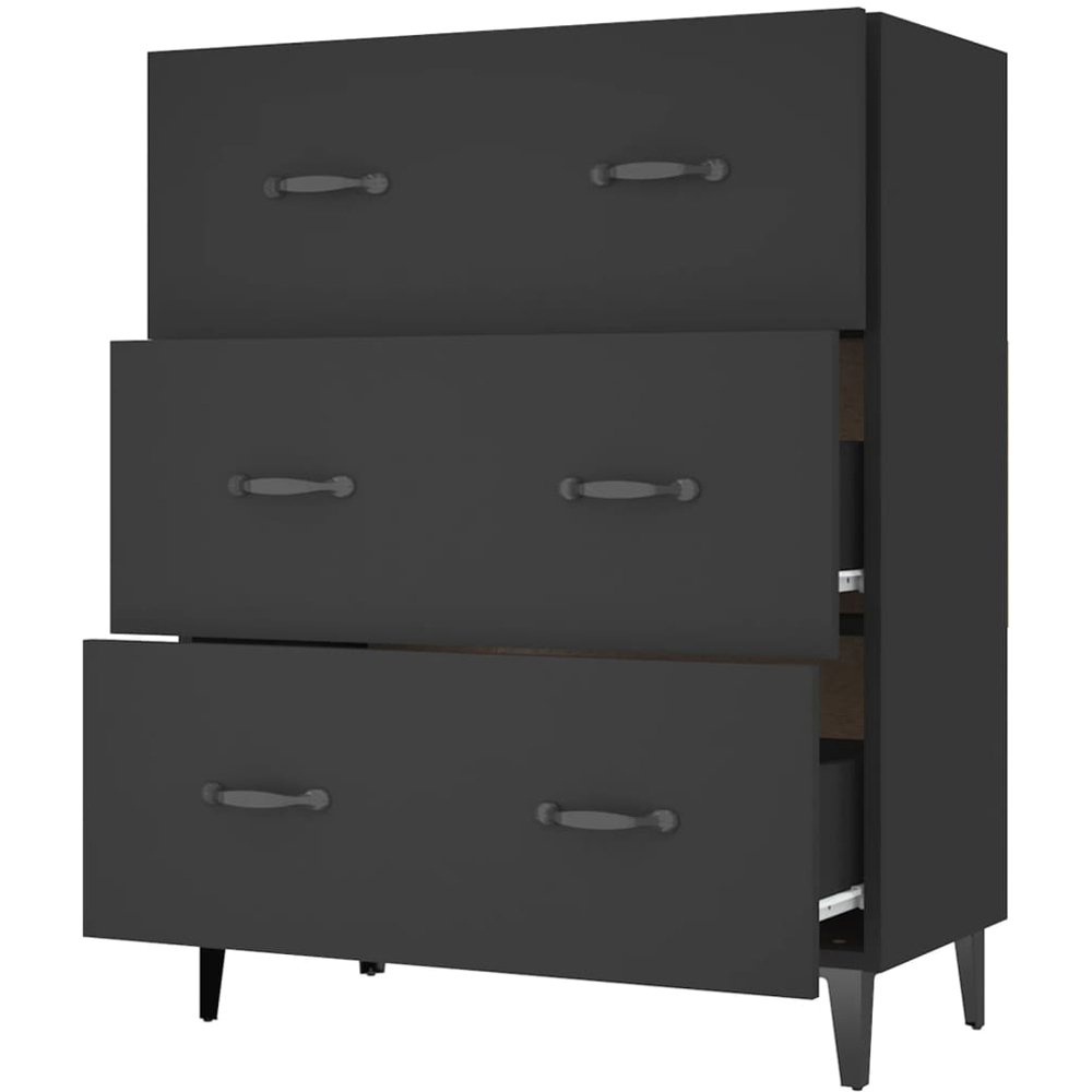 vidaXL 3 Drawer Black Wooden Sideboard Image 5