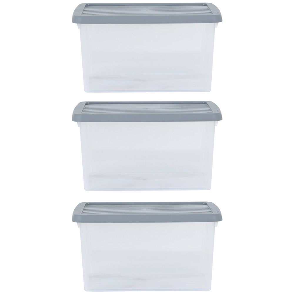 Wham 16L Stackable Plastic and Clear Storage Box and Lid 3 Pack Image 1