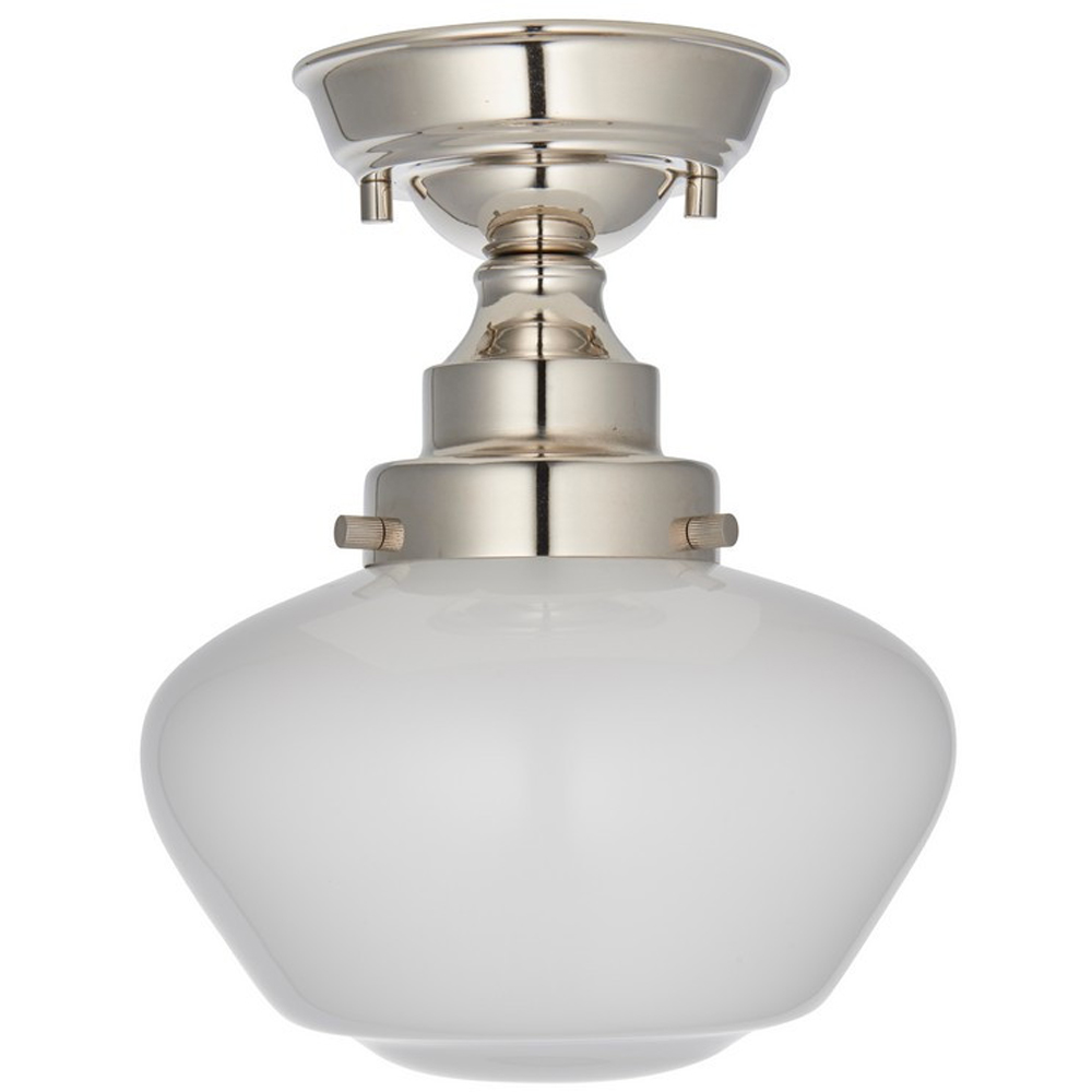Merano Finale Bright Nickel Plate Opal Glass Semi Flush Ceiling Light Image 1