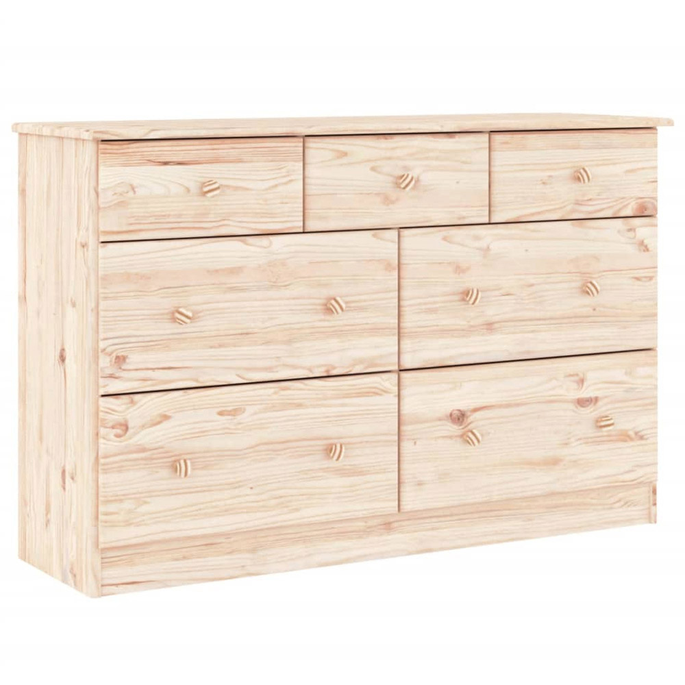 vidaXL Alta 7 Drawer Natural Solid Pine Wood Chest of Drawers Image 2