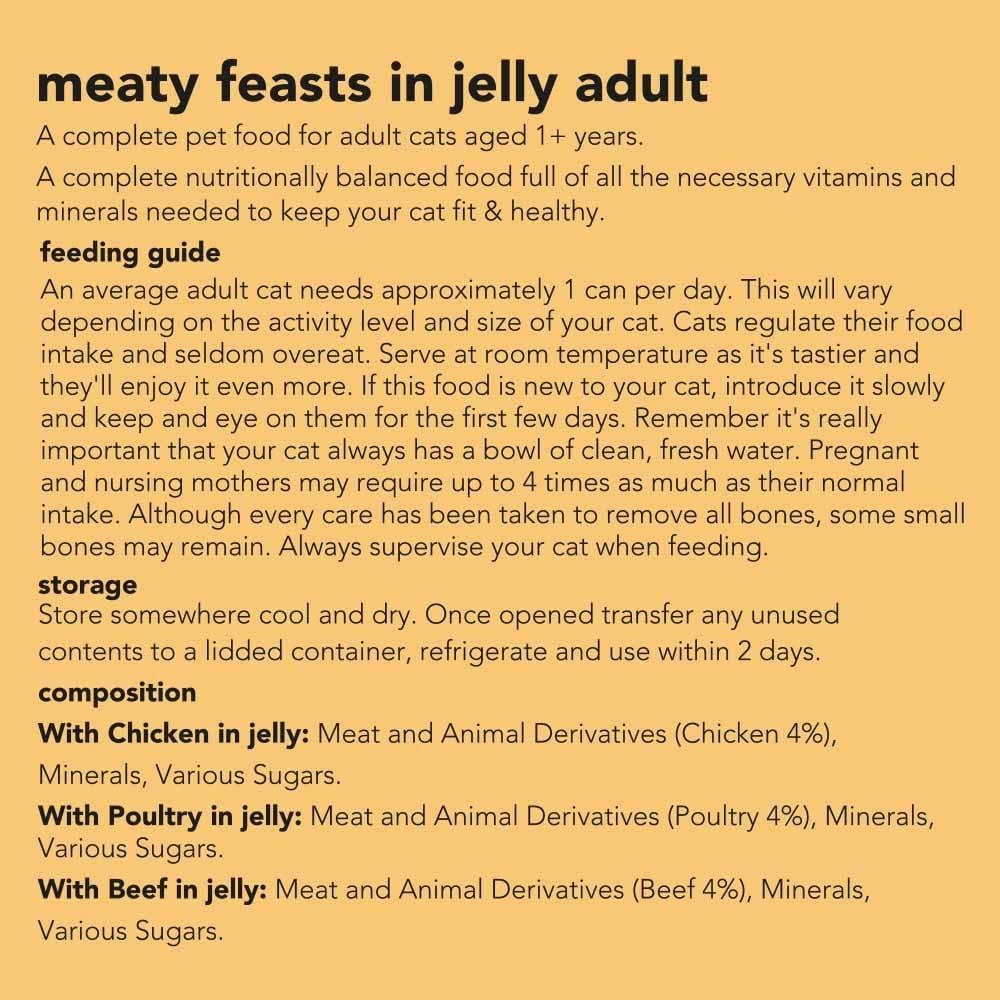 Wilko Meaty Feasts in Jelly Variety Adult Cat Food 400g Case of 4 x 6 Pack Image 5