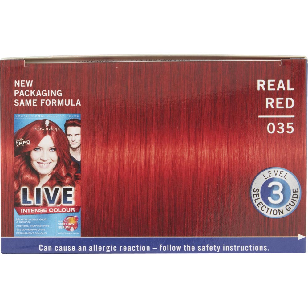 Schwarzkopf LIVE Intense Colour Real Red 035 Permanent Hair Dye Image 3