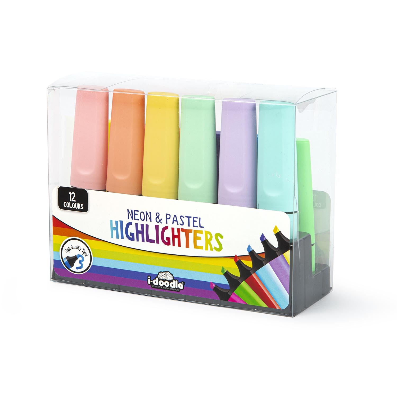 i-doodle Neon and Pastel Highlighters 12 Pack Image 1