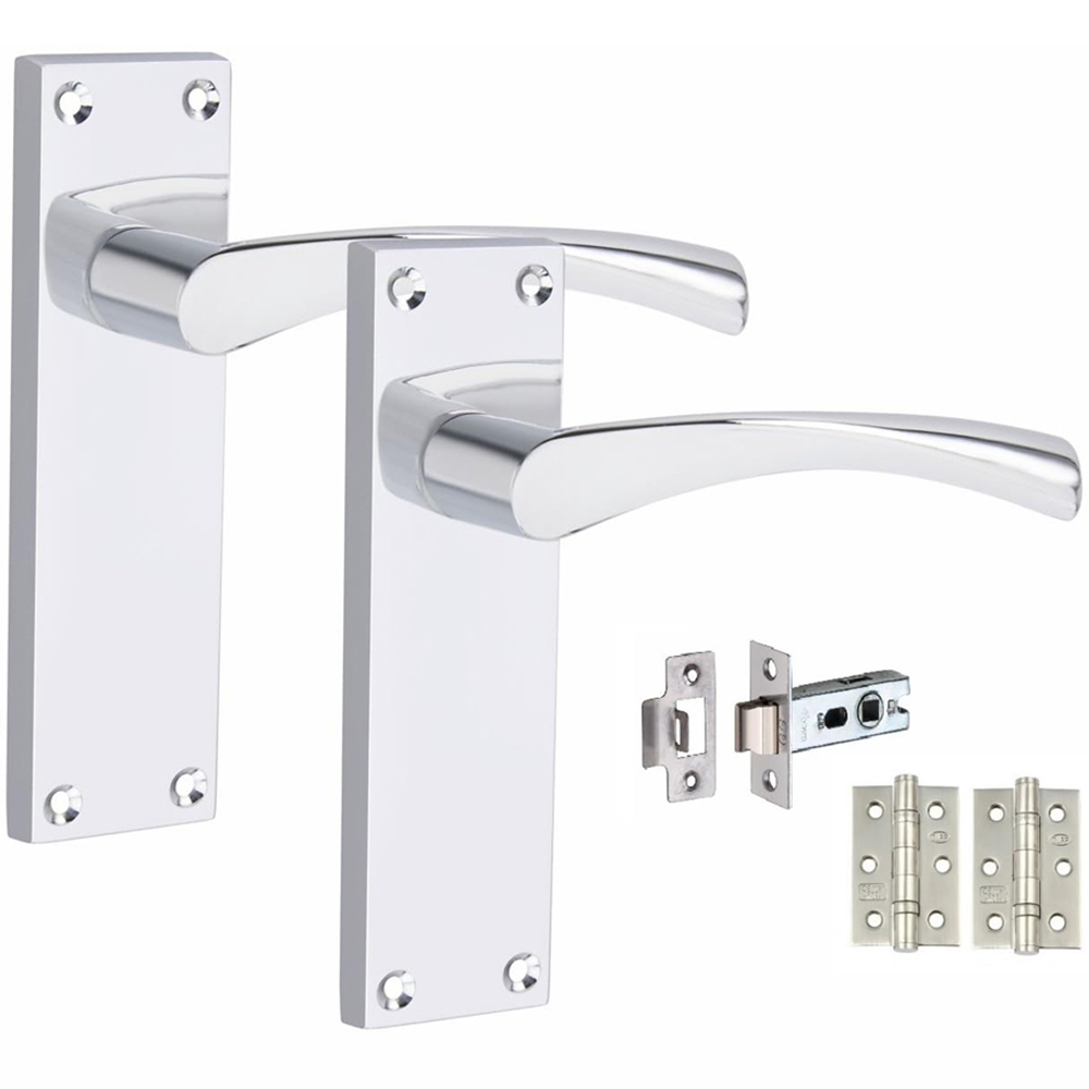 Golden Grace Silver Victorian Scroll Astrid Latch Door Handle with Hinge 4 Pack 150 x 40mm Image 2