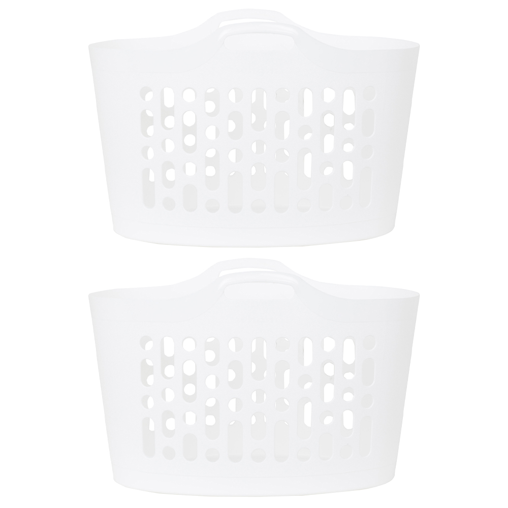 2 x Wham 50L Plastic Flexi Basket Ice White Image 1