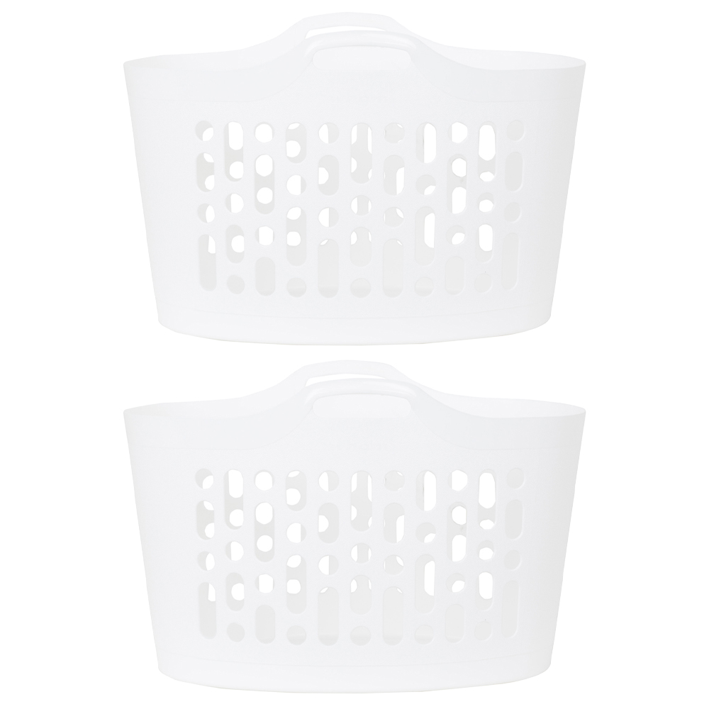 Wham Ice White Plastic Flexi Laundry Basket 50L 2 Pack Image 1