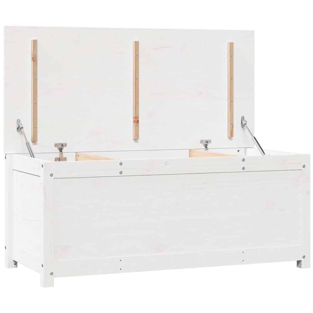vidaXL White Solid Pine Wood Storage Box with Lid 110 x 50 x 45.5cm Image 5