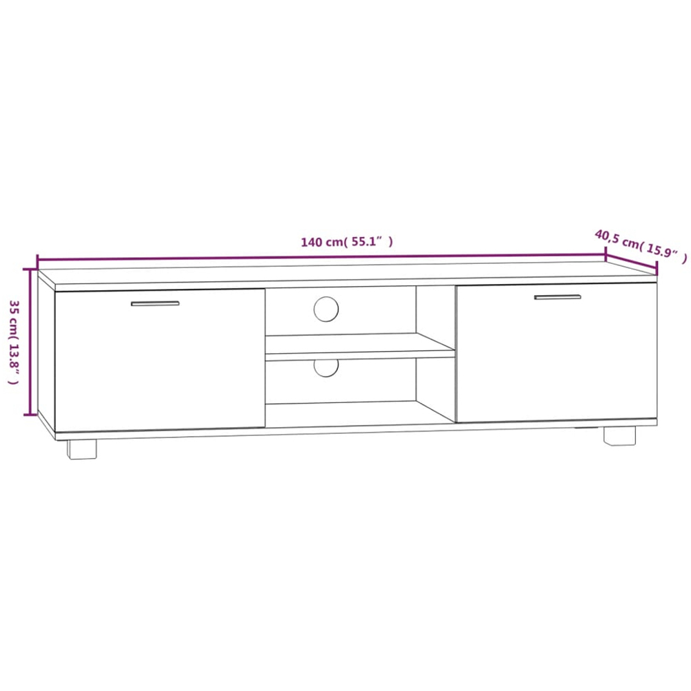 vidaXL 2 Door 2 Shelf White TV Cabinet Image 9
