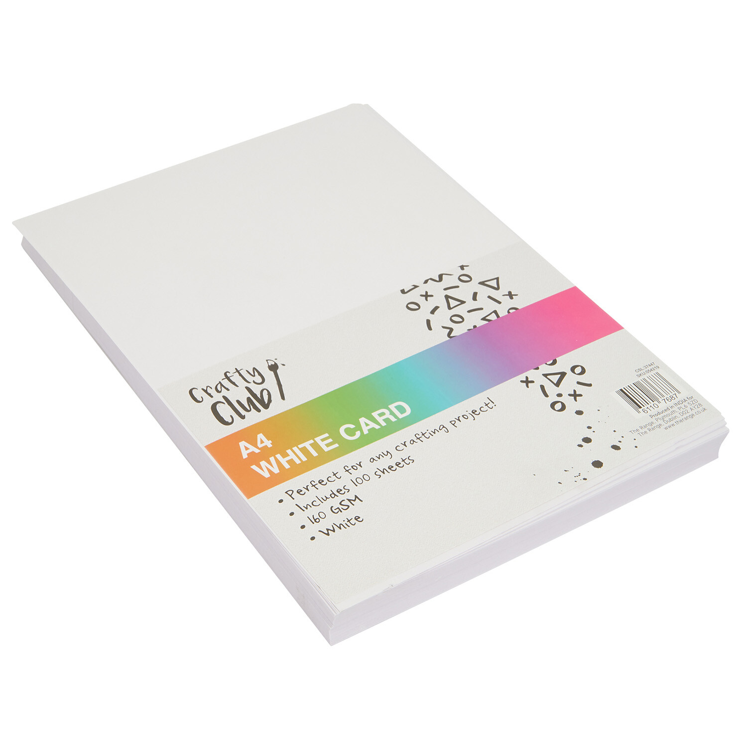 Crafty Club 100 Sheets White Card - White Image 1