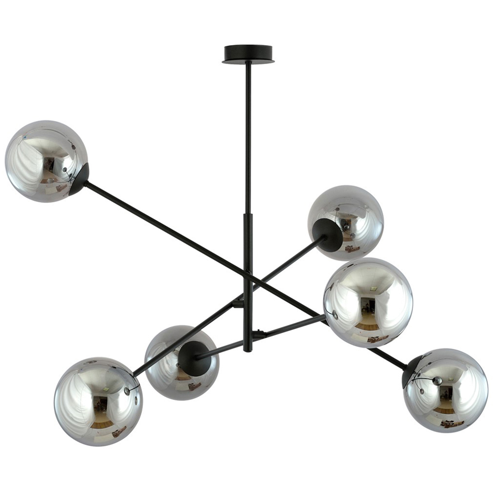 Emibig Linear 6 Light Graphite Shade Black Pendant Lamp Image 1