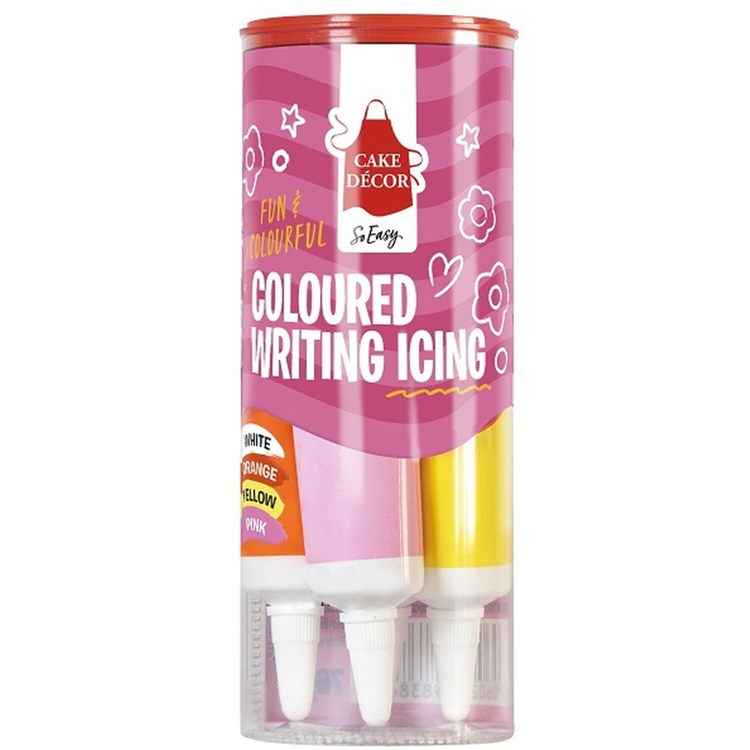 Pack of 4 Cake Decor Coloured Writing Icing - Pastel Image