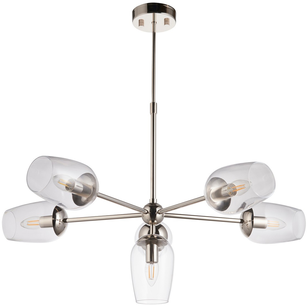 Merano Livorno Clear Glass Bright Nickel Plate Multi Arm Pendant Ceiling Light Image 1