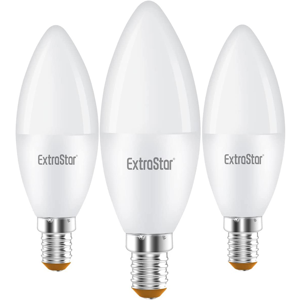 ExtraStar 3 Pack E14 LED 6W Daylight Candle Bulb Image 1