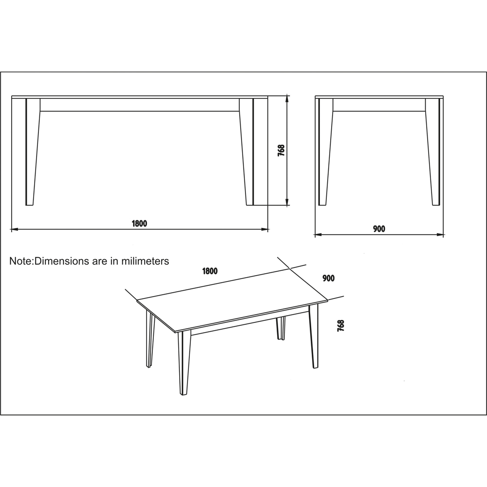 Decorotika Polka 6 Seater Marble Effect Modern Dining Table Walnut Traverter Image 6