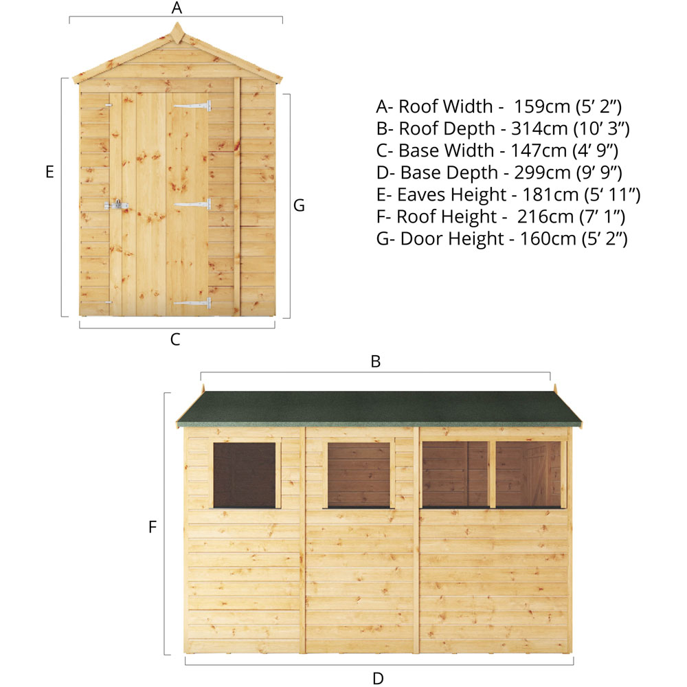 Mercia 10 x 5ft Modular Shiplap Apex Shed Image 9