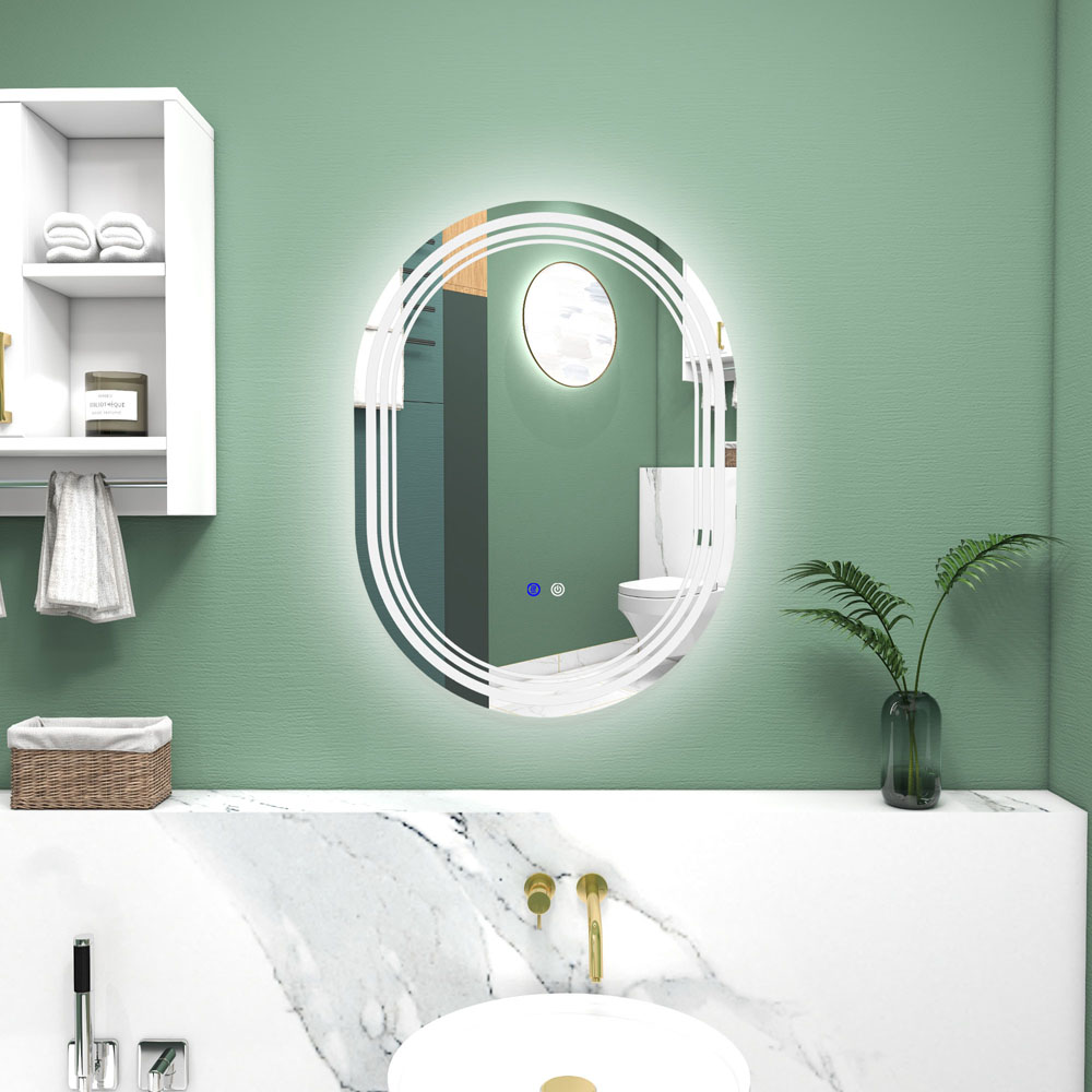 Portland Oval LED Bathroom Mirror 70 x 50cm Image 2