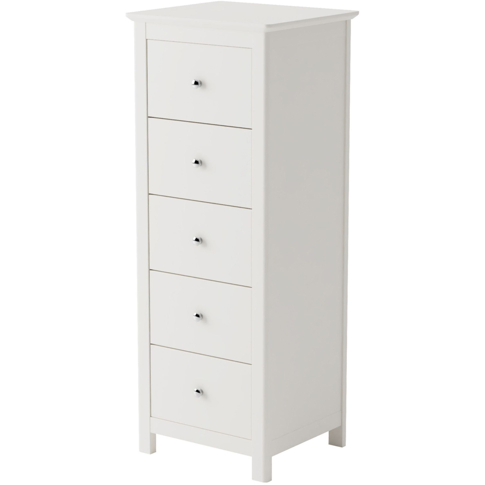 Core Products Nairn 5 Drawer White Narrow Chest of Drawers Image 2