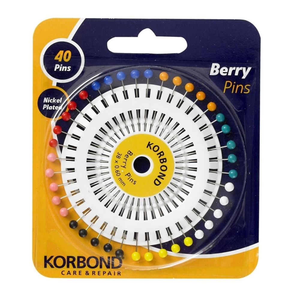 Korbond Berry Pins Assorted 38 x 0.6mm 40pk Image