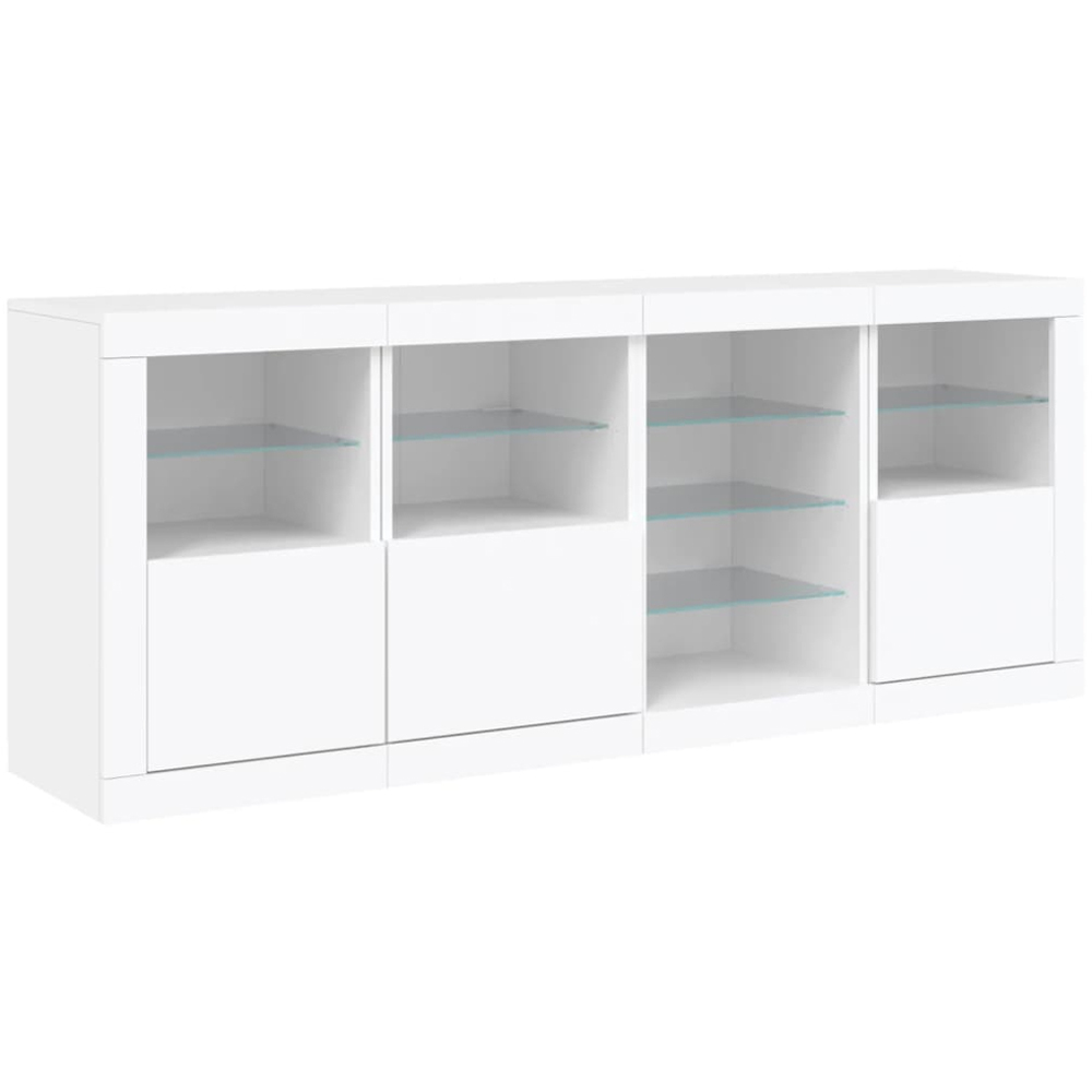vidaXL 3 Door 10 Shelf White LED Sideboard Image 3