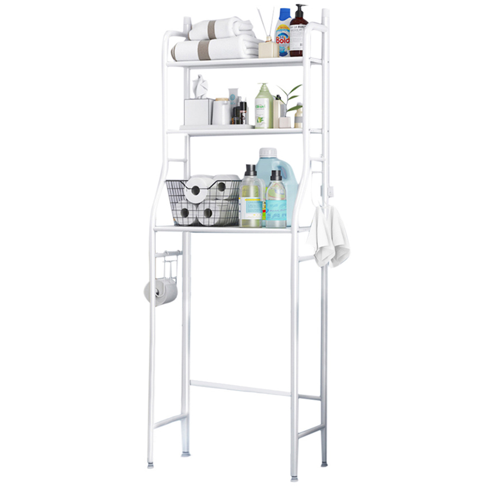 Living and Home 3-Tier White Metal Over Toilet Bathroom Storage Rack Image 1