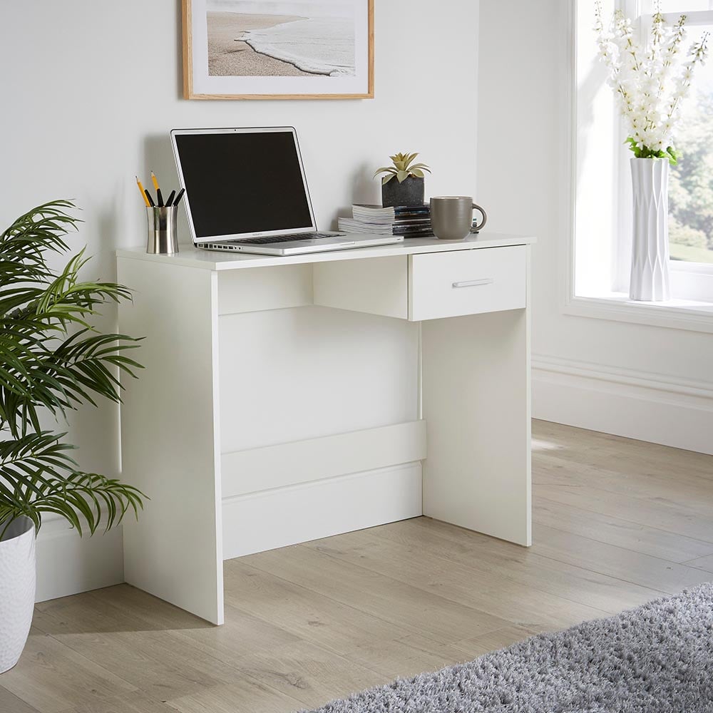 Home Source Stratford Single Drawer Computer Desk White Image 5