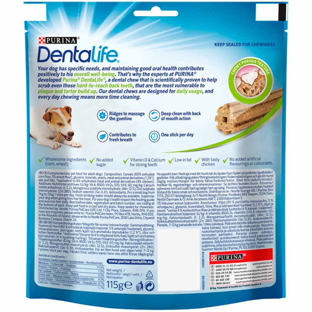 Dentalife 7 Pack Daily Oral Care Chew Sticks Small Dog Treats 7 x 16g Image 3