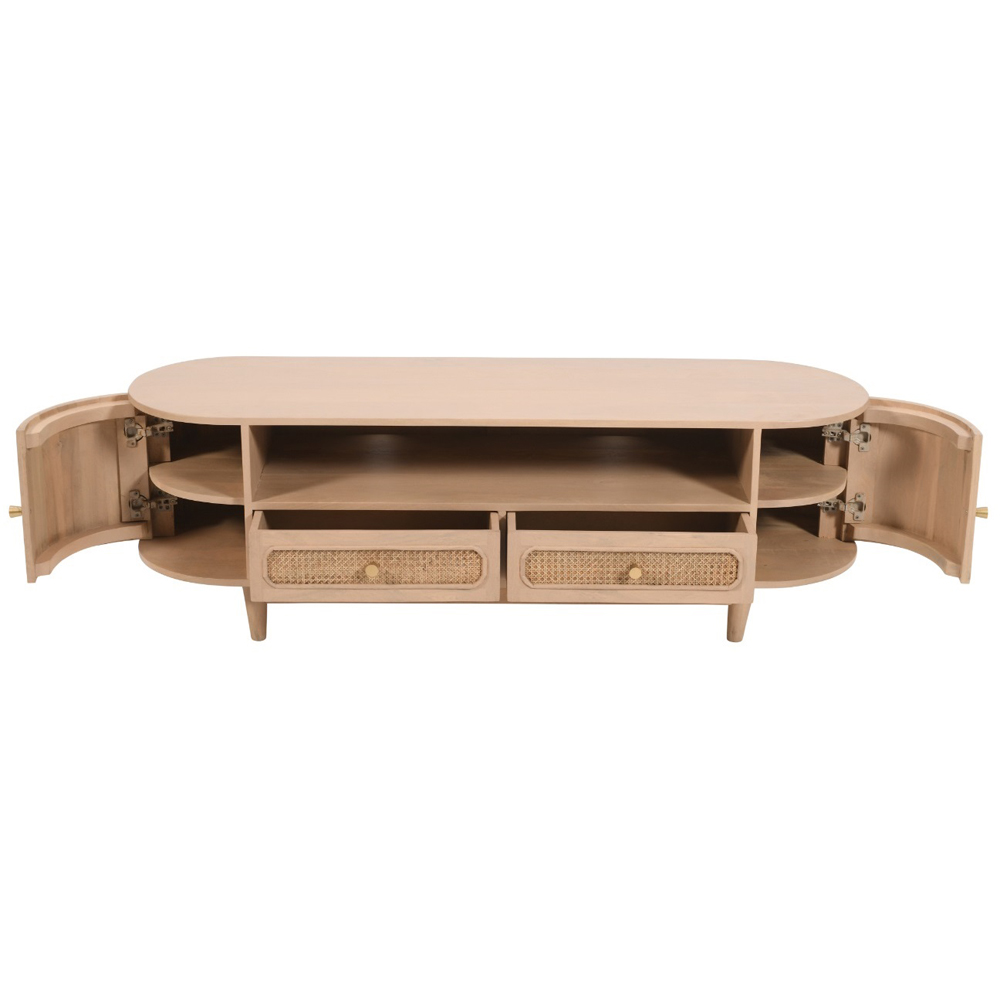 Brooklyn Valencia 2 Door 2 Drawer Cane and Mango Wood TV Cabinet Image 4