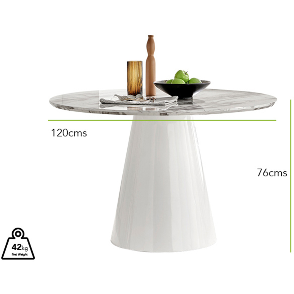 Furniturebox Nova 6 Seater Round Dining Table White Marble Effect Image 9