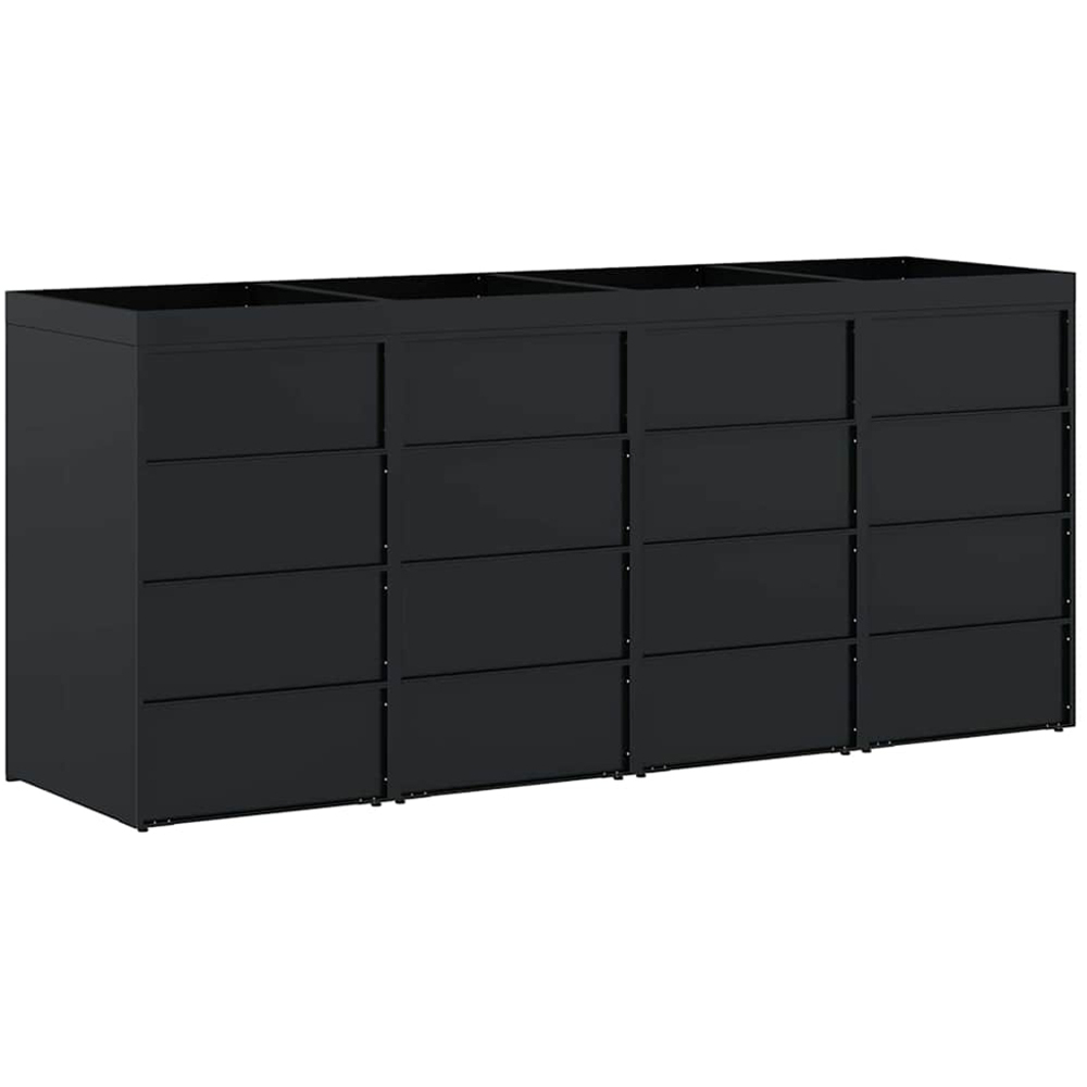 vidaXL Black 4 Wheelie Bin Storage Shed with Planter Roof Image 6