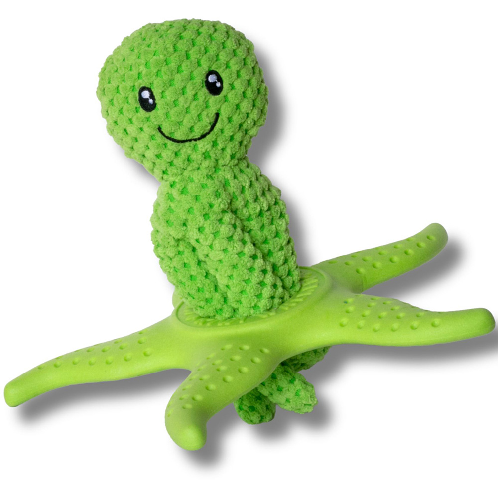 Kiwi Walker Lets Play Green Octopus and Starfish Dog Toy Image 2