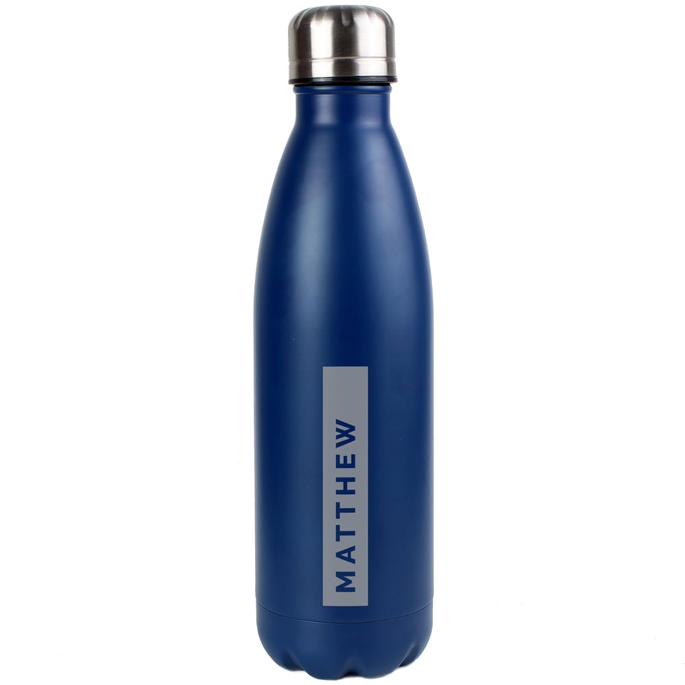 Personalised Memento Navy Stainless Steel Bottle 500ml Image 1