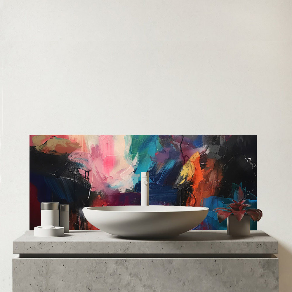 Warren Reed Designer Cosmic Fusion Colours of The Universe Glass Bathroom Splashback 25 x 60cm Image 1