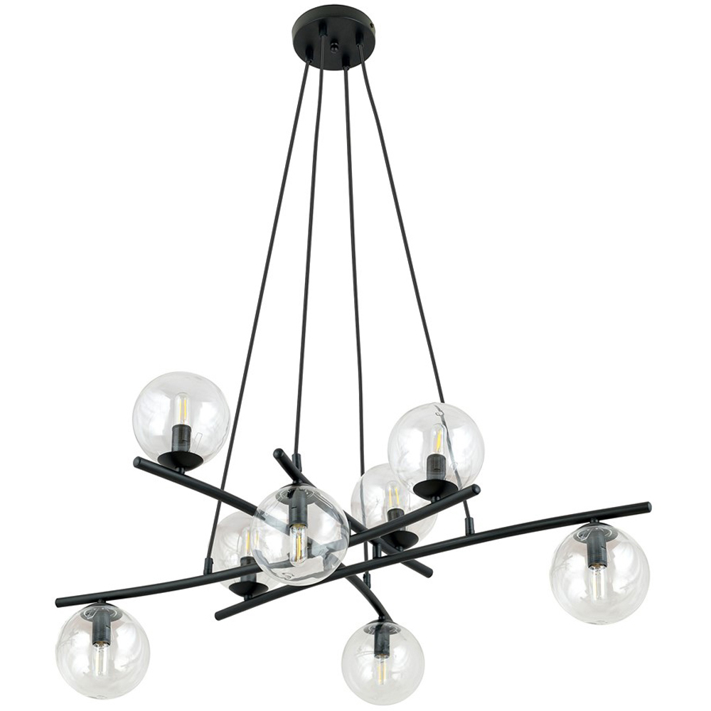 Emibig Essa 8 Light Transparent Shade Black E14 Ceiling Pendant Light Image 1