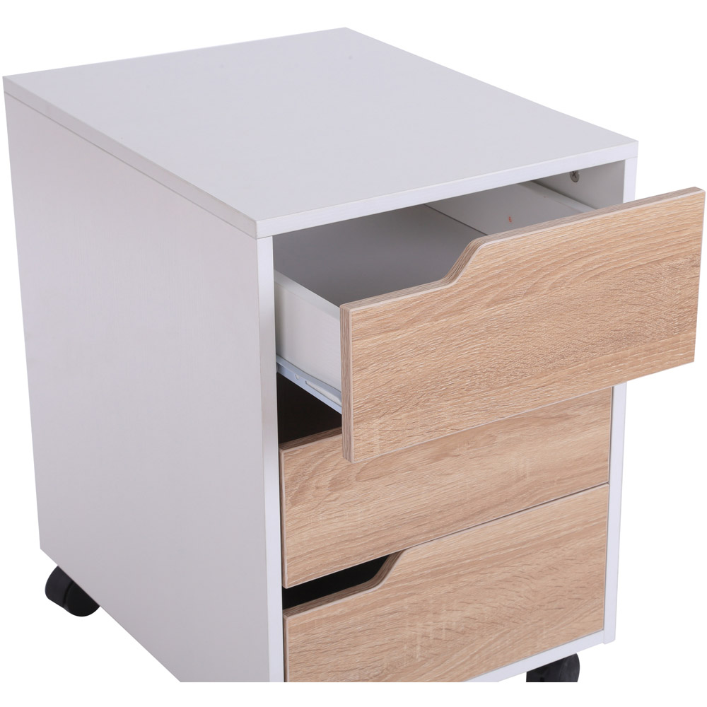 HOMCOM White Brown 3-Drawer Filing Cabinet Image 4