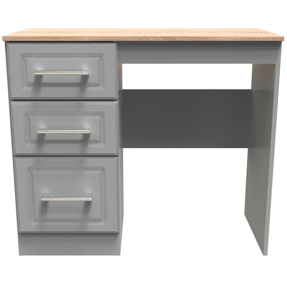 Crowndale Kent Ready Assembled 3 Drawer Dusk Grey Bardolino Oak Narrow Vanity Image 3